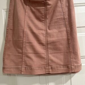 Free People Modern Femme Desert Rose/Blush Pink Stretch Denim Mini Skirt